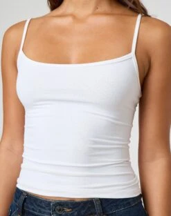 Supersoft Thin Strap Tank -Style Fashion Fit juliet tank top white imageback tv124298pch
