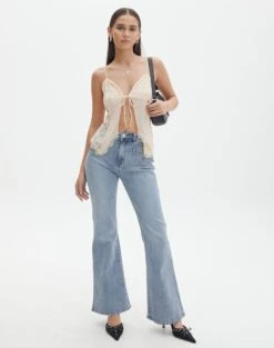 Lace Tie Front Split Top -Style Fashion Fit jupiter lace hanky tank peach sorbet full tv130464lac