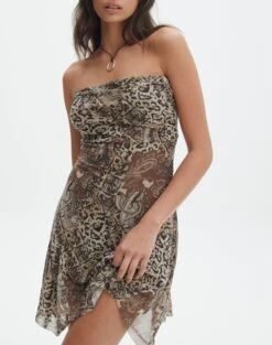 Printed Mesh Mini Boobtube Dress -Style Fashion Fit kamil boobtube mesh mini paisley leo imageback ds74751rprt