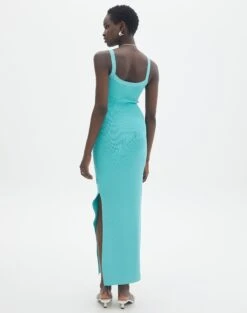 Round Neckline Knit Maxi Dress -Style Fashion Fit kelly round neck aqua siren back kd119942knt