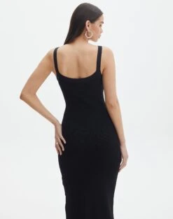 Round Neckline Knit Maxi Dress -Style Fashion Fit kelly round neck black back kd119942knt