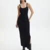 Round Neckline Knit Maxi Dress -Style Fashion Fit kelly round neck black front kd119942knt