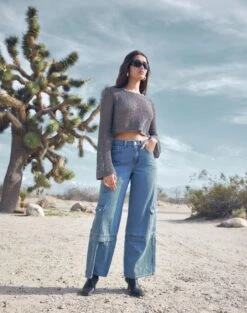 Wide Leg Denim Culottes -Style Fashion Fit khari cargo jean riley vintage wash front jd109691dnm