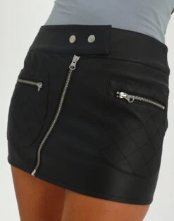 Faux Leather Low Rise Zip Mini Skirt -Style Fashion Fit kiana low rise pu moto skirt black full ss55085aus