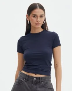 Faux Leather Zip Mini Skirt -Style Fashion Fit kimmy t shirt navy blazer front ts55072pln 4