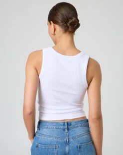 Ribbed Thick Strap Tank -Style Fashion Fit kleo thick bind tank white back tv120861orib