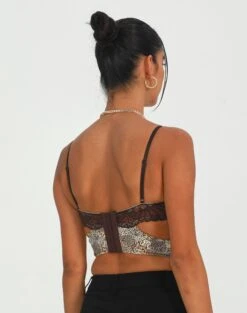 Cut Out Animal Lace Trim Corset -Style Fashion Fit kurbie corset jungle leo back ut91413jnl