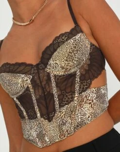 Cut Out Animal Lace Trim Corset -Style Fashion Fit kurbie corset jungle leo imageback ut91413jnl