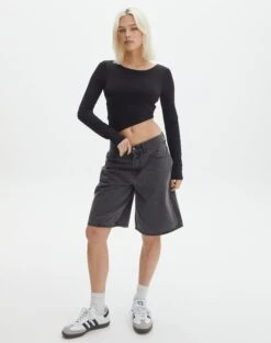 Open Strappy Back Long Sleeve Top -Style Fashion Fit lana strap open back top black full tl142894des