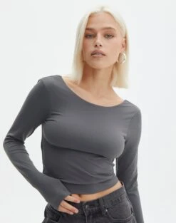 Supersoft Backless Long Sleeve Top -Style Fashion Fit layley longsleeve shadow dancer back tl102955pch