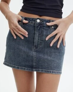 Ringspun Low Rise Denim Skirt -Style Fashion Fit leni ringspun mini skirt ronnie ringspun full ss55069spu