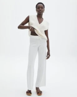 Tailored Side Split Mid Rise Pant 41 Tailored Side Split Mid Rise Pant -Style Fashion Fit lesta loose knit pant white front pw118853knt 2