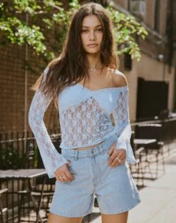 Off Shoulder Lace Long Sleeve Top -Style Fashion Fit lexi longsleeve lace top icecap front tl116985lac