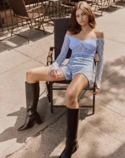 Off Shoulder Lace Long Sleeve Top -Style Fashion Fit lexi longsleeve lace top icecap full tl116985lac