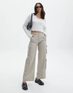 Satin Straight Leg Pant -Style Fashion Fit lexi mid rise cargo pant on the rocks front pw80341cot 1