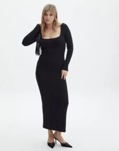 Supersoft Square Neck Slim Fit Maxi Dress -Style Fashion Fit lili ls modal maxi dress black front dl103338mod 12