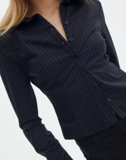 Pinstripe Button Up Shirt 18 Pinstripe Button Up Shirt -Style Fashion Fit lindy button up black pinstripe imageback bl128216pin