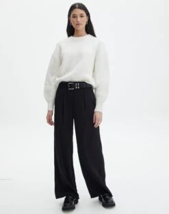 Satin Zip Pocket Cargo Pants -Style Fashion Fit lorence tailored pant black front pw69506pln 6