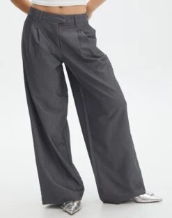 Mid Rise Wide Leg Pant -Style Fashion Fit loretta wide leg pant charcoal marle full pw51730pln