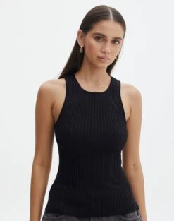 Long Sleeve Ribbed Button Crop Top -Style Fashion Fit lucy ribbed racer back black front kv123873vn