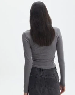 V Neck Long Sleeve Top -Style Fashion Fit lulu longsleeve keep your coal back tl93240orib