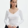 V Neck Long Sleeve Top -Style Fashion Fit lulu longsleeve white front tl93240orib 1