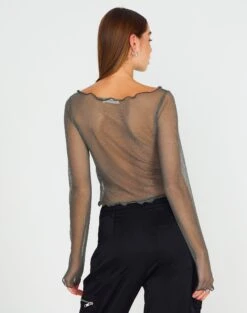 Lettuce Hem Mesh Top -Style Fashion Fit maisie longsleeve mesh top cypress back tl114400msh