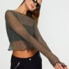 Lettuce Hem Mesh Top -Style Fashion Fit maisie longsleeve mesh top cypress front tl114400msh