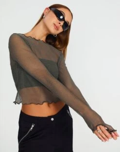 Lettuce Hem Mesh Top