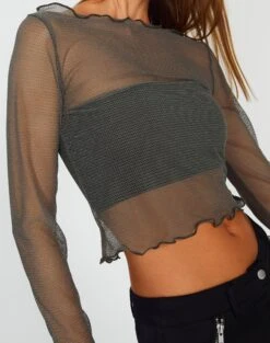 Lettuce Hem Mesh Top -Style Fashion Fit maisie longsleeve mesh top cypress imageback tl114400msh