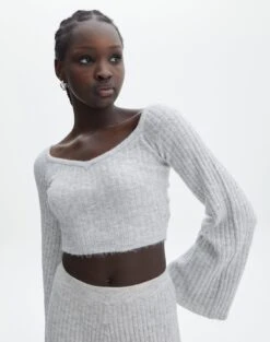 Ribbed Knit Maxi Skirt -Style Fashion Fit mariah v neck rib top pale grey marle front kl98427rrec 1