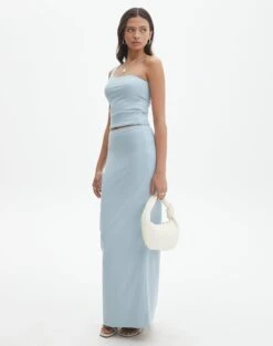 Print Mesh Midi Skirt -Style Fashion Fit meg supersoft maxi skirt blue bubble front sl51179pln 3