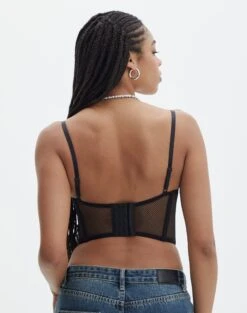 Mesh Detailed Corset Top -Style Fashion Fit mika mesh corset black back ut113858pln