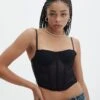 Mesh Detailed Corset Top 2 Mesh Detailed Corset Top -Style Fashion Fit mika mesh corset black front ut113858pln