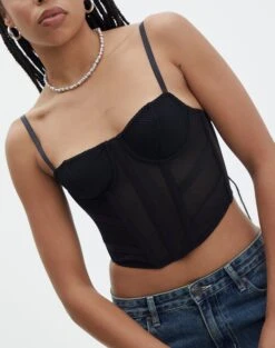 Mesh Detailed Corset Top -Style Fashion Fit mika mesh corset black imageback ut113858pln