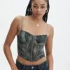 Printed Mesh Crop Corset Top -Style Fashion Fit mika mesh corset cypress waters front ut113858prt