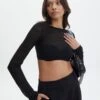 Sheer Backless Long Sleeve Crop Top -Style Fashion Fit mila underwire super crop black front tl112008msh