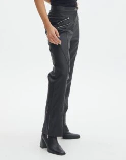 Faux Leather Moto Zip Straight Leg Pant -Style Fashion Fit milly pu moto pants black detail pw96799pu