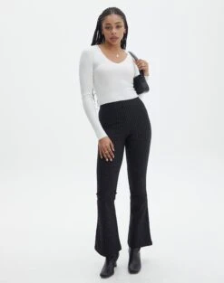 Wide Leg Pinstipe Tailored Pant -Style Fashion Fit minogue high rise flare ponte black pinstripe front pw52146str 2