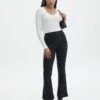 Pinstripe High Rise Flared Ponte Pant -Style Fashion Fit minogue high rise flare ponte black pinstripe front pw52146str 3