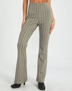 Gingham High Rise Flare Ponte Pant -Style Fashion Fit minogue super flare ponte pants neutral pinstripe front pw52146stp 1