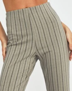 High Rise Pinstripe Flare Ponte Pant -Style Fashion Fit minogue super flare ponte pants neutral pinstripe imageback pw52146stp