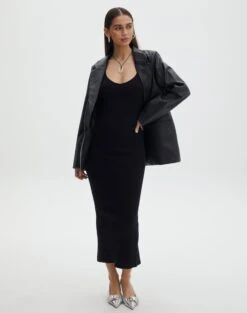 Ribbed Knit Tank -Style Fashion Fit nia knit dress black front kd109815knt