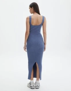 Scoop Neck Ribbed Knit Midi Dress -Style Fashion Fit nia knit dress moby dick back kd109815knt