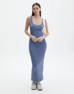 Scoop Neck Ribbed Knit Midi Dress -Style Fashion Fit nia knit dress moby dick front kd109815knt 2