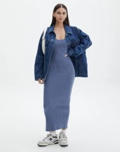 Scoop Neck Ribbed Knit Midi Dress -Style Fashion Fit nia knit dress moby dick full kd109815knt