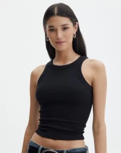 Double Button Knee Length Denim Skirt -Style Fashion Fit o frank longline tank black front tv115122orib 3