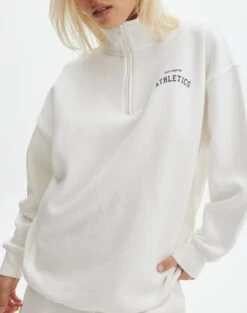 Oversized Print Quarter Zip Sweater -Style Fashion Fit o olivia oversized quarter zip south hamptonmilk imageback tl97172oprt