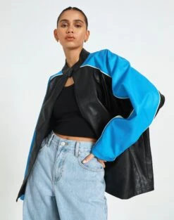 Faux Leather Moto Zip Straight Leg Pant -Style Fashion Fit oatman oversized moto jacket colour block front jw101770pu 1