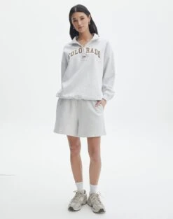 Oversized Embroidered Quarter Zip Sweater -Style Fashion Fit olivia oversized quarter zip coloradosnow marle full tl97172oemb